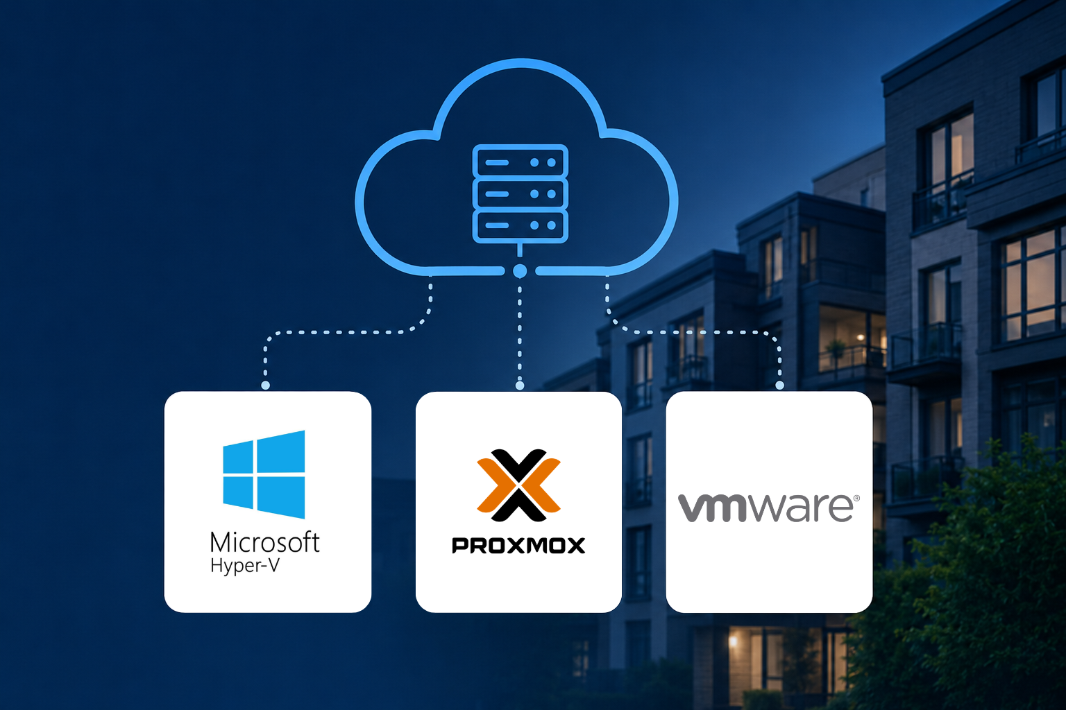 Comparison of VMware, Microsoft Hyper-V and Proxmox virtualisation platforms for housing associations.